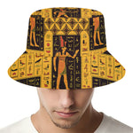 Egyptian Gods And Hieroglyphs Print Bucket Hat