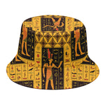 Egyptian Gods And Hieroglyphs Print Bucket Hat