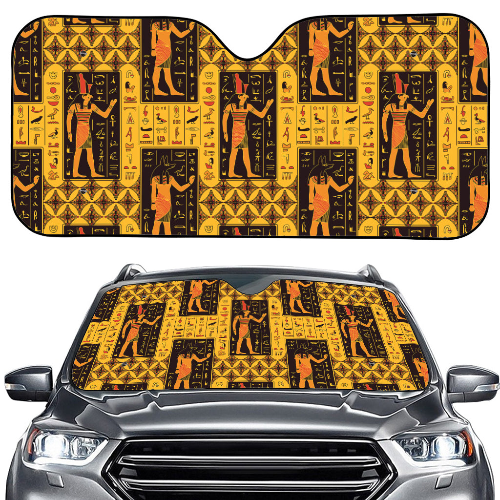 Egyptian Gods And Hieroglyphs Print Car Windshield Sun Shade