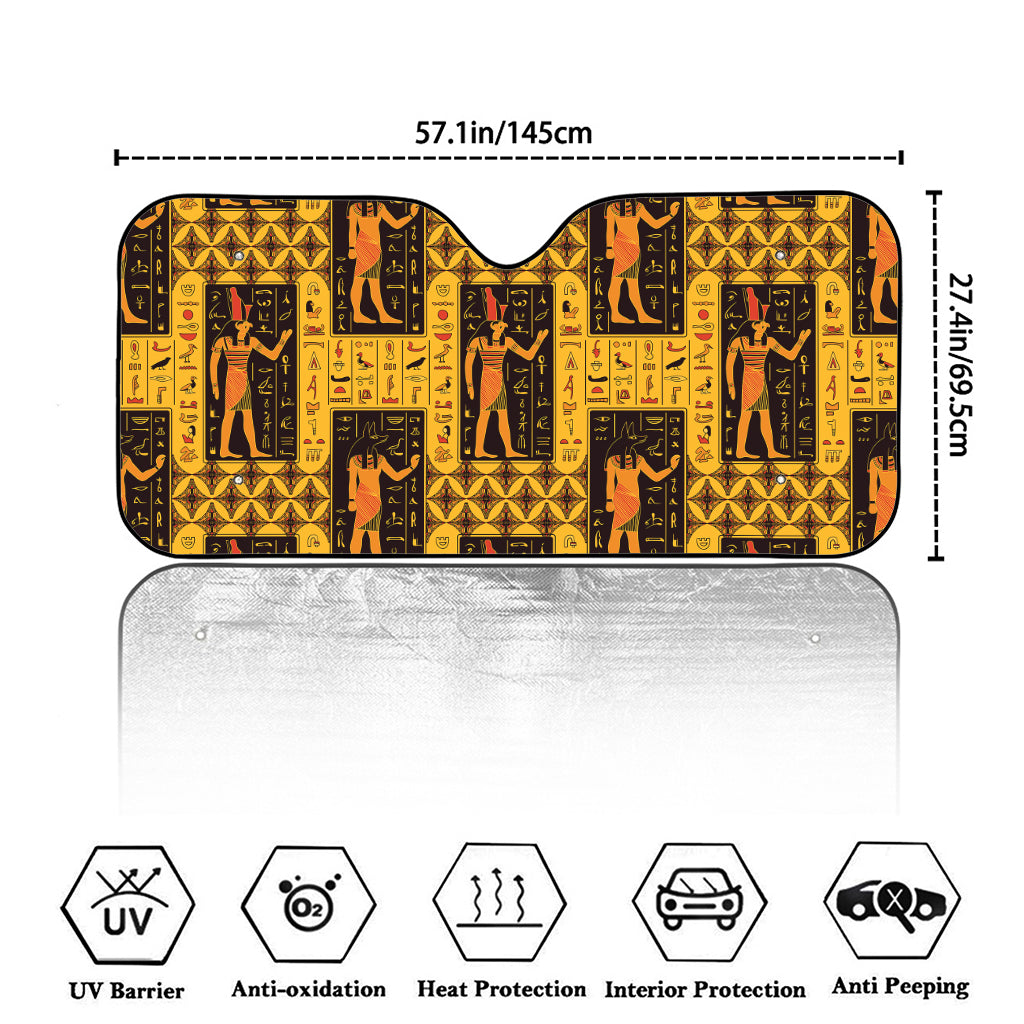 Egyptian Gods And Hieroglyphs Print Car Windshield Sun Shade
