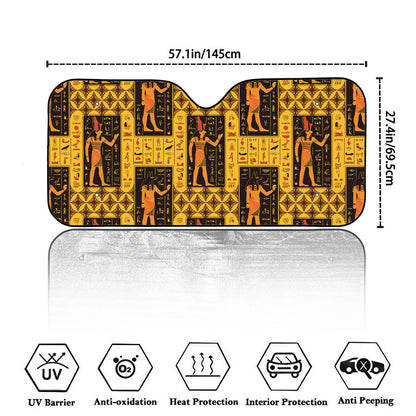 Egyptian Gods And Hieroglyphs Print Car Windshield Sun Shade