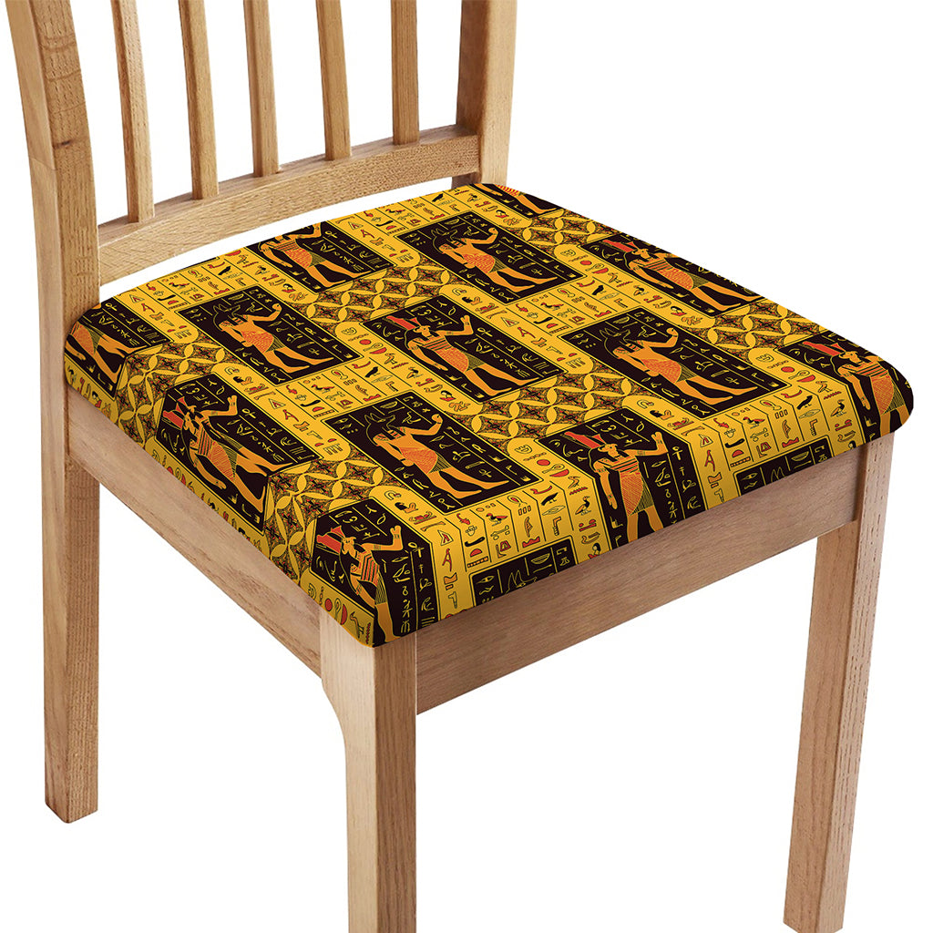 Egyptian Gods And Hieroglyphs Print Chair Cushion Cover