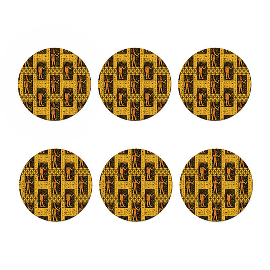 Egyptian Gods And Hieroglyphs Print Coaster Set