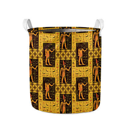 Egyptian Gods And Hieroglyphs Print Collapsible Laundry Basket