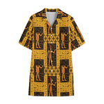 Egyptian Gods And Hieroglyphs Print Cotton Hawaiian Shirt