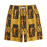 Egyptian Gods And Hieroglyphs Print Cotton Shorts