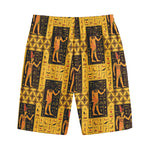 Egyptian Gods And Hieroglyphs Print Cotton Shorts