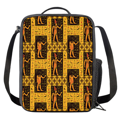 Egyptian Gods And Hieroglyphs Print Crossbody Lunch Bag
