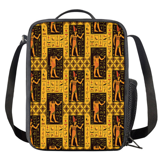 Egyptian Gods And Hieroglyphs Print Crossbody Lunch Bag