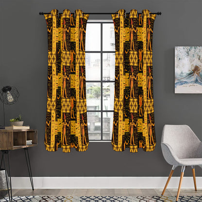 Egyptian Gods And Hieroglyphs Print Curtain