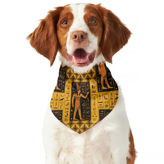 Egyptian Gods And Hieroglyphs Print Dog Bandana