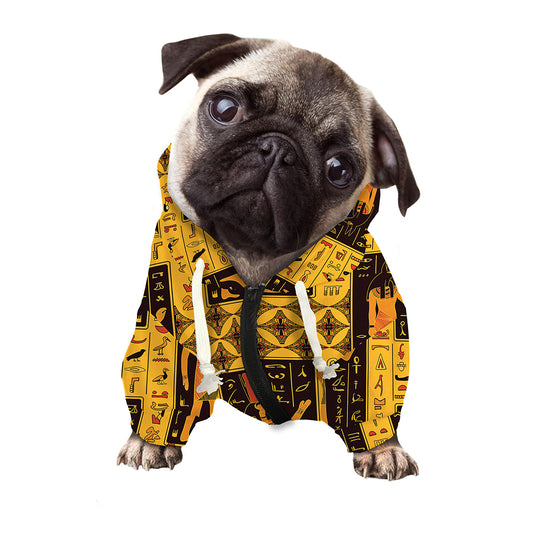 Egyptian Gods And Hieroglyphs Print Dog Zip Up Hoodie