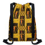 Egyptian Gods And Hieroglyphs Print Drawstring Backpack