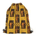 Egyptian Gods And Hieroglyphs Print Drawstring Bag