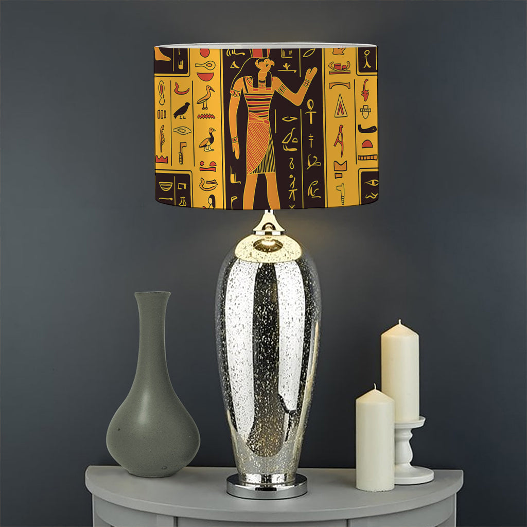 Egyptian Gods And Hieroglyphs Print Drum Lamp Shade