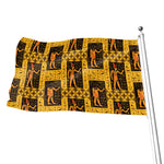 Egyptian Gods And Hieroglyphs Print Flag