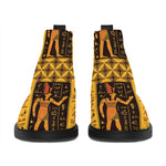 Egyptian Gods And Hieroglyphs Print Flat Ankle Boots