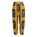 Egyptian Gods And Hieroglyphs Print Fleece Lined Knit Pants