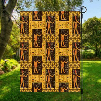 Egyptian Gods And Hieroglyphs Print Garden Flag