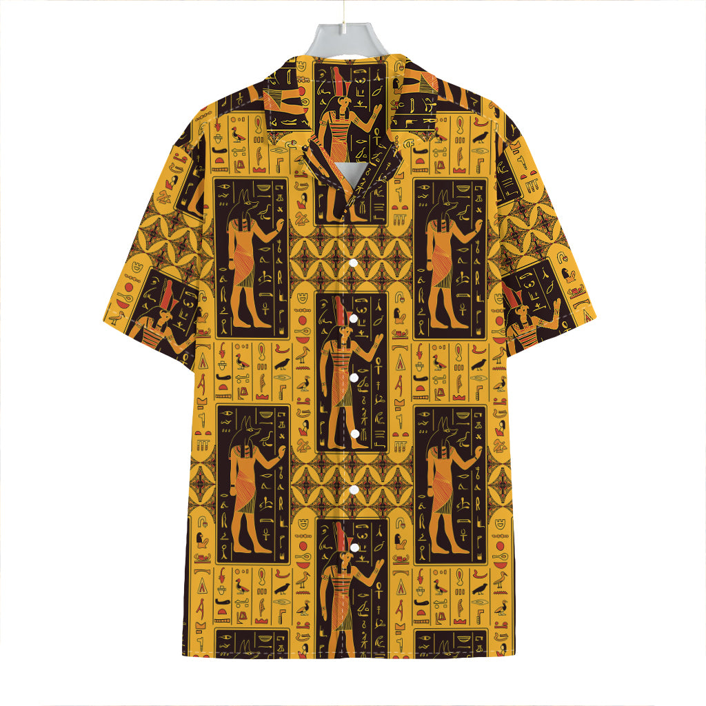 Egyptian Gods And Hieroglyphs Print Hawaiian Shirt