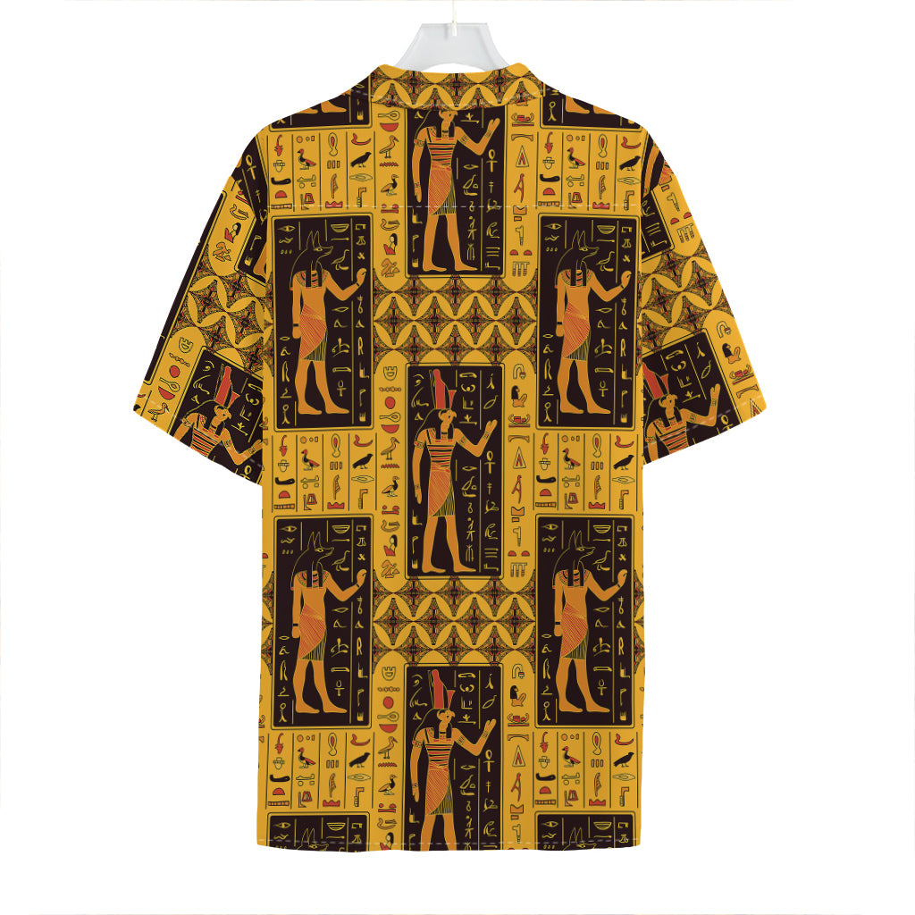 Egyptian Gods And Hieroglyphs Print Hawaiian Shirt