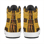 Egyptian Gods And Hieroglyphs Print High Top Leather Sneakers