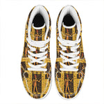 Egyptian Gods And Hieroglyphs Print High Top Leather Sneakers