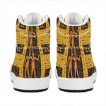 Egyptian Gods And Hieroglyphs Print High Top Leather Sneakers