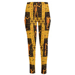 Egyptian Gods And Hieroglyphs Print High-Waisted Pocket Leggings