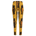 Egyptian Gods And Hieroglyphs Print High-Waisted Pocket Leggings