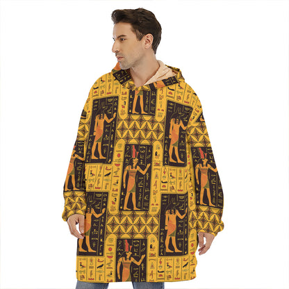 Egyptian Gods And Hieroglyphs Print Hoodie Blanket