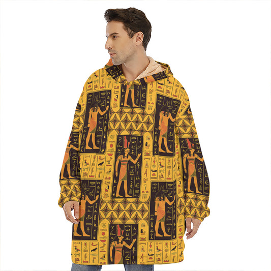Egyptian Gods And Hieroglyphs Print Hoodie Blanket