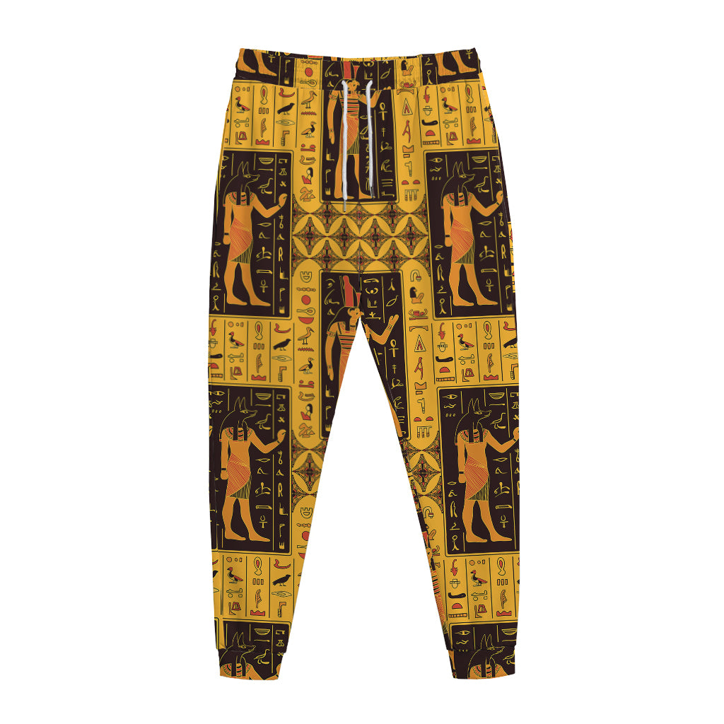 Egyptian Gods And Hieroglyphs Print Jogger Pants