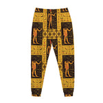 Egyptian Gods And Hieroglyphs Print Jogger Pants