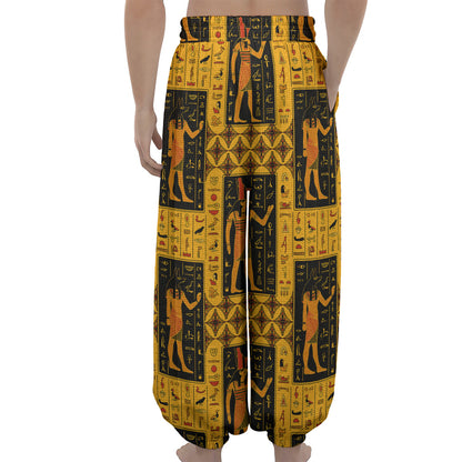 Egyptian Gods And Hieroglyphs Print Lantern Pants