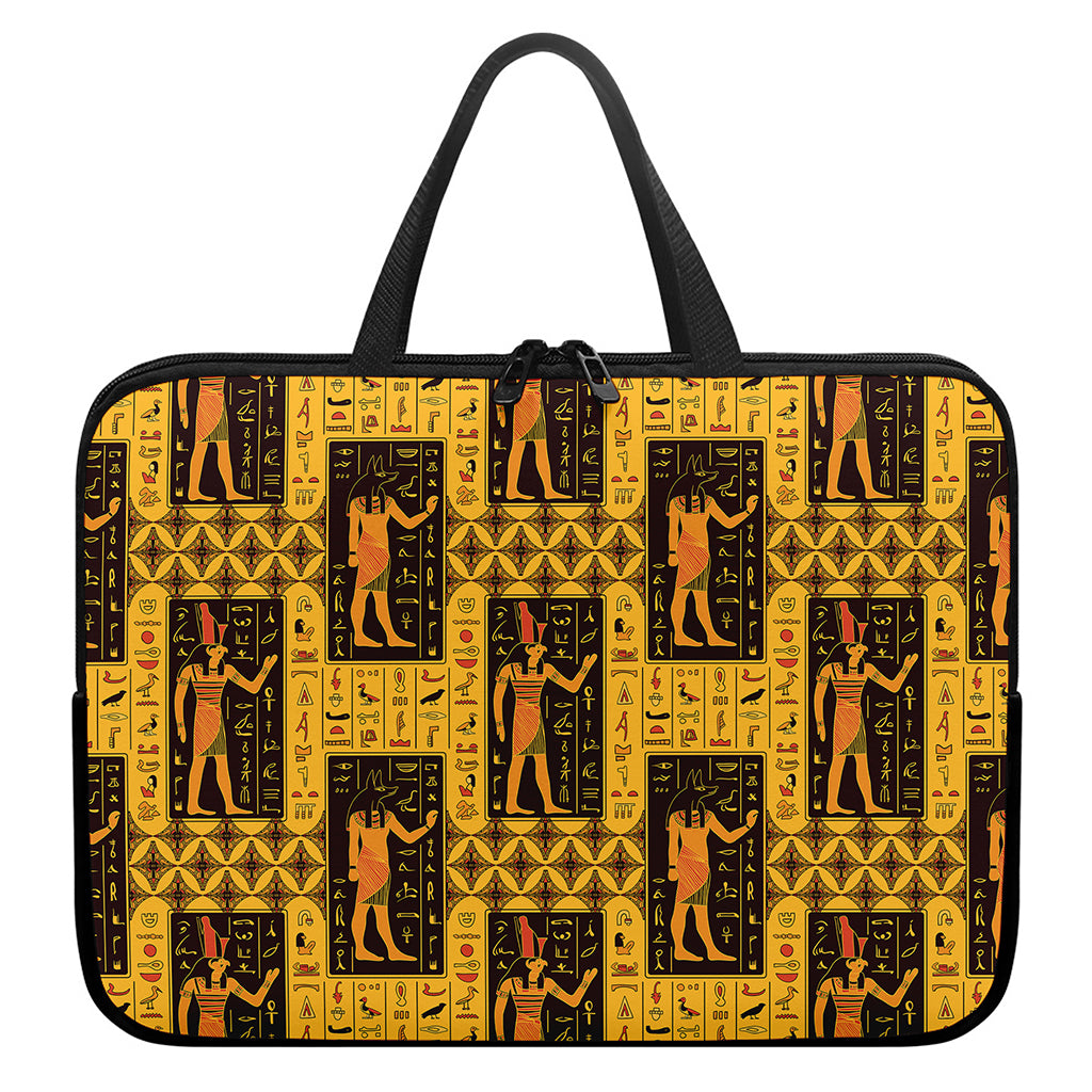 Egyptian Gods And Hieroglyphs Print Laptop Sleeve With Handle
