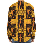 Egyptian Gods And Hieroglyphs Print Long Sleeve Baseball Jersey