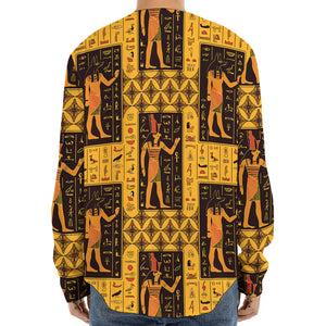 Egyptian Gods And Hieroglyphs Print Long Sleeve Baseball Jersey