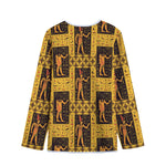 Egyptian Gods And Hieroglyphs Print Long Sleeve Short Coat