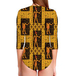 Egyptian Gods And Hieroglyphs Print Long Sleeve Swimsuit