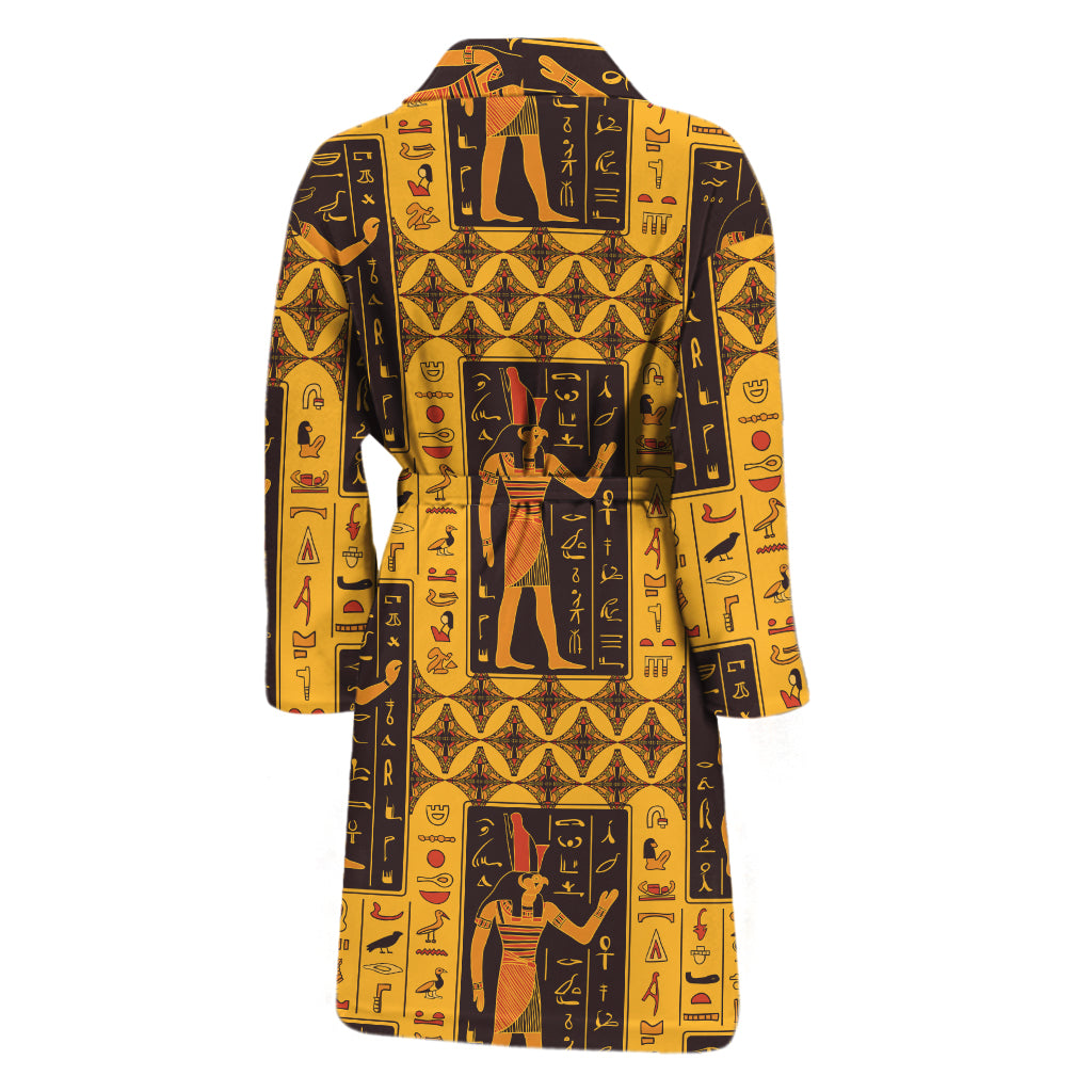 Egyptian Gods And Hieroglyphs Print Men's Bathrobe