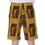Egyptian Gods And Hieroglyphs Print Men's Beach Shorts