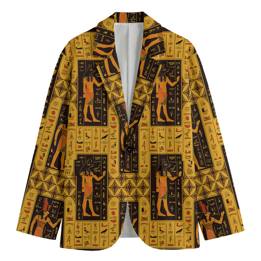 Egyptian Gods And Hieroglyphs Print Men's Blazer
