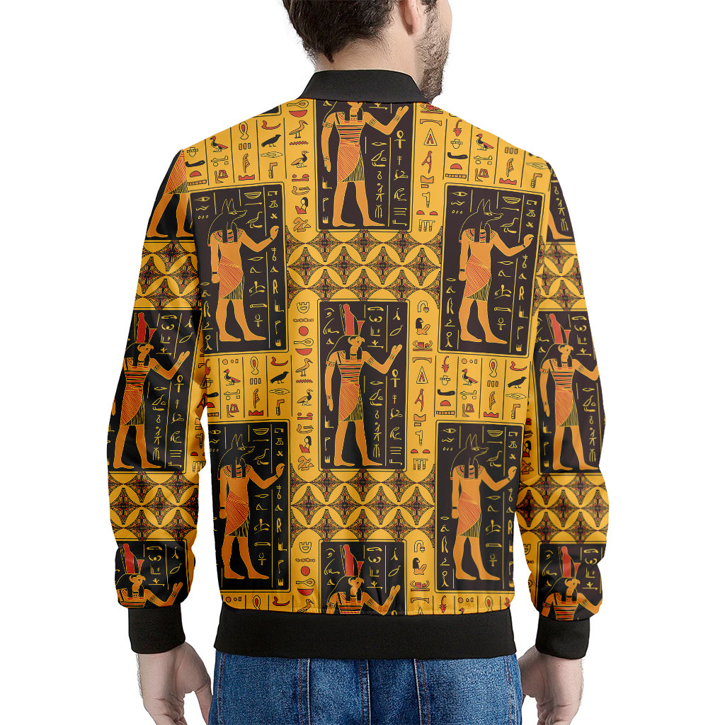 Egyptian Gods And Hieroglyphs Print Men's Bomber Jacket