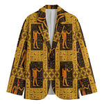 Egyptian Gods And Hieroglyphs Print Men's Cotton Blazer