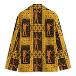 Egyptian Gods And Hieroglyphs Print Men's Cotton Blazer