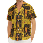 Egyptian Gods And Hieroglyphs Print Men's Deep V-Neck Shirt