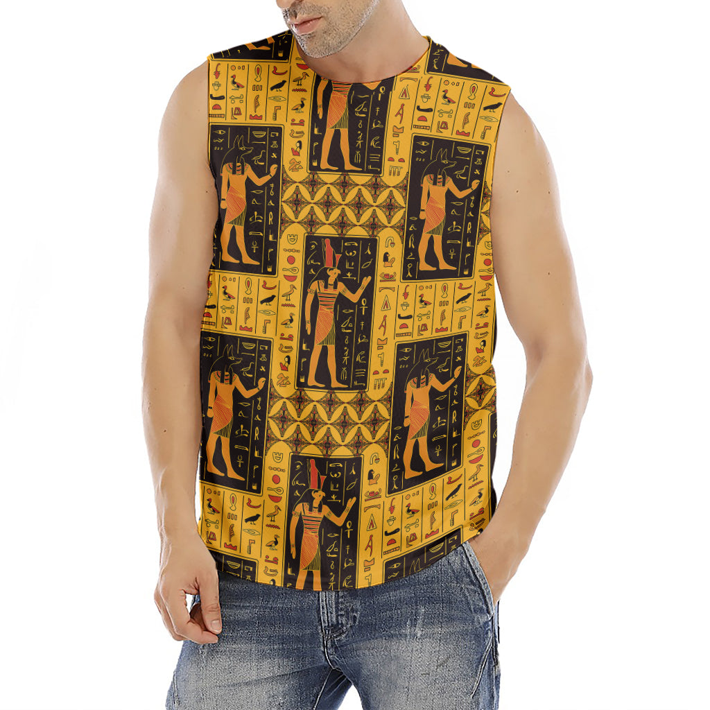 Egyptian Gods And Hieroglyphs Print Men's Fitness Tank Top