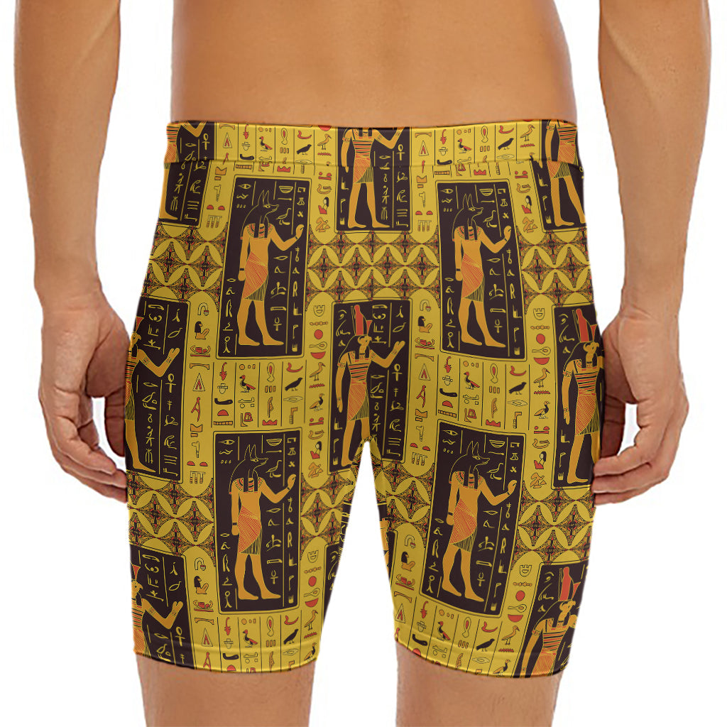 Egyptian Gods And Hieroglyphs Print Men's Long Boxer Briefs