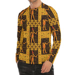 Egyptian Gods And Hieroglyphs Print Men's Long Sleeve Rash Guard